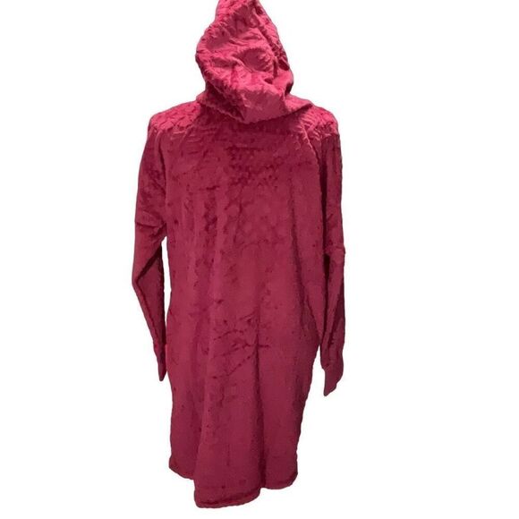 Nautica Burgundy Hooded Fleece Pullover Sleepwear Pockets Warm Robe Medium NWT - Picture 3 of 8